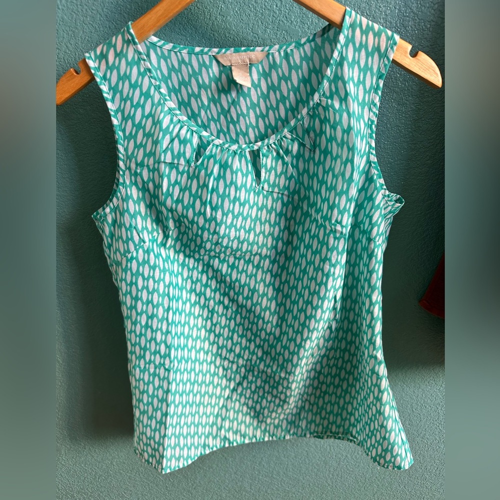 Banana Republic Top Women's Turquoise Blue White Abstract Sleeveless Blouse